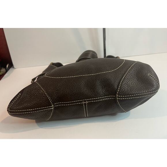 NWT J Crew Collection Brown Pebble Leather Satchel Shoulder Bag Purse - Picture 6 of 11